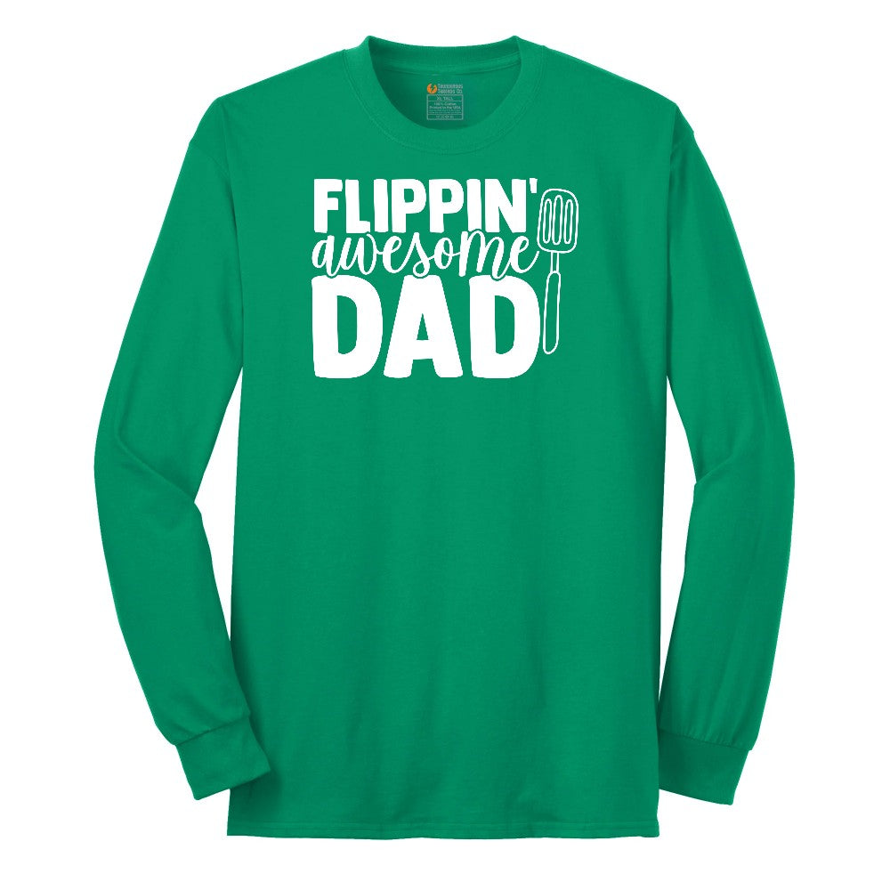 Flipping Awesome Dad Long Sleeve Tee - Kelly Green