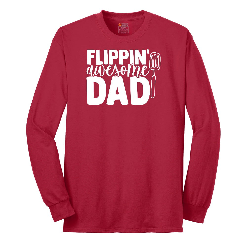 Flipping Awesome Dad Long Sleeve Tee - Red