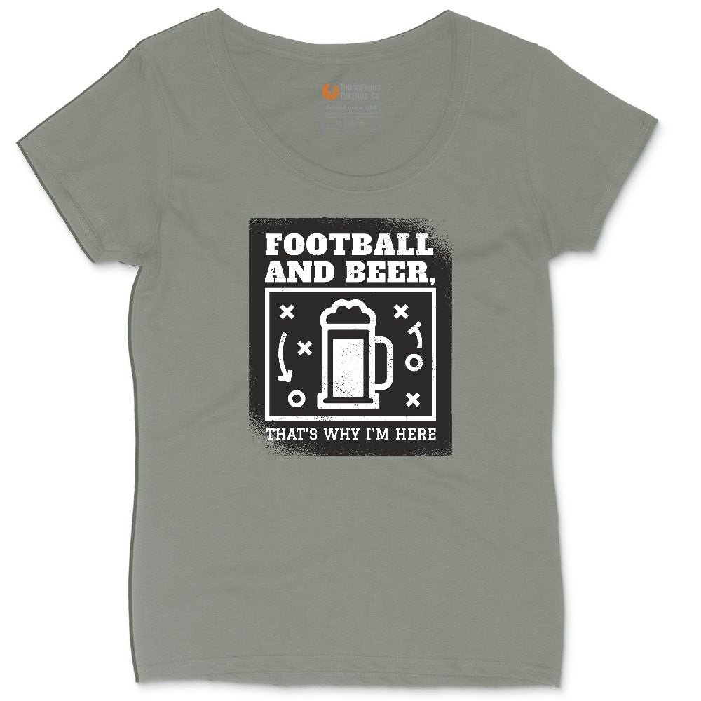 Football and Beer thats Why I'm Here Version 1 Ladies Curvy Tee - Bamboo Blackout