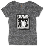 Football and Beer thats Why I'm Here Version 1 Ladies Curvy Tee - Black Leopard