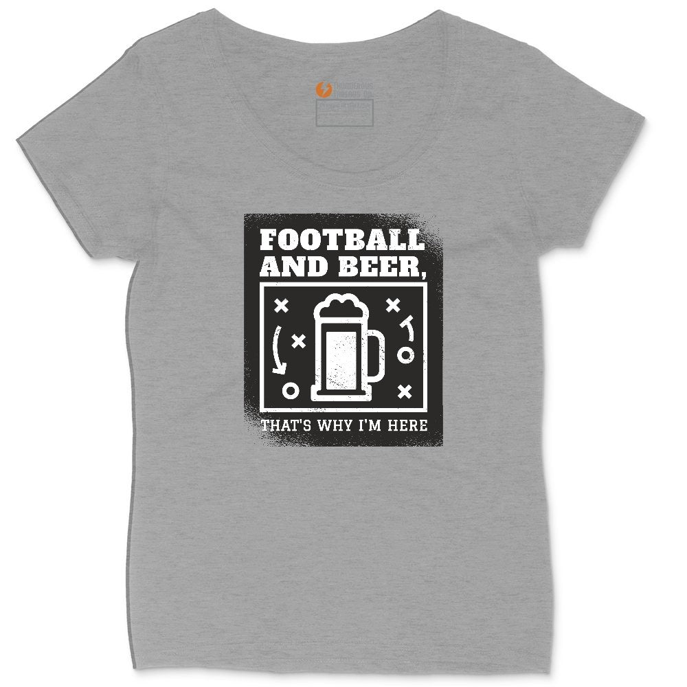 Football and Beer thats Why I'm Here Version 1 Ladies Curvy Tee - Granite Heather
