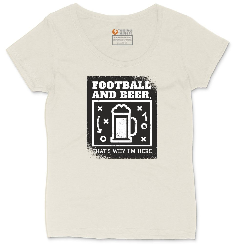Football and Beer thats Why I'm Here Version 1 Ladies Curvy Tee - Natural Heather