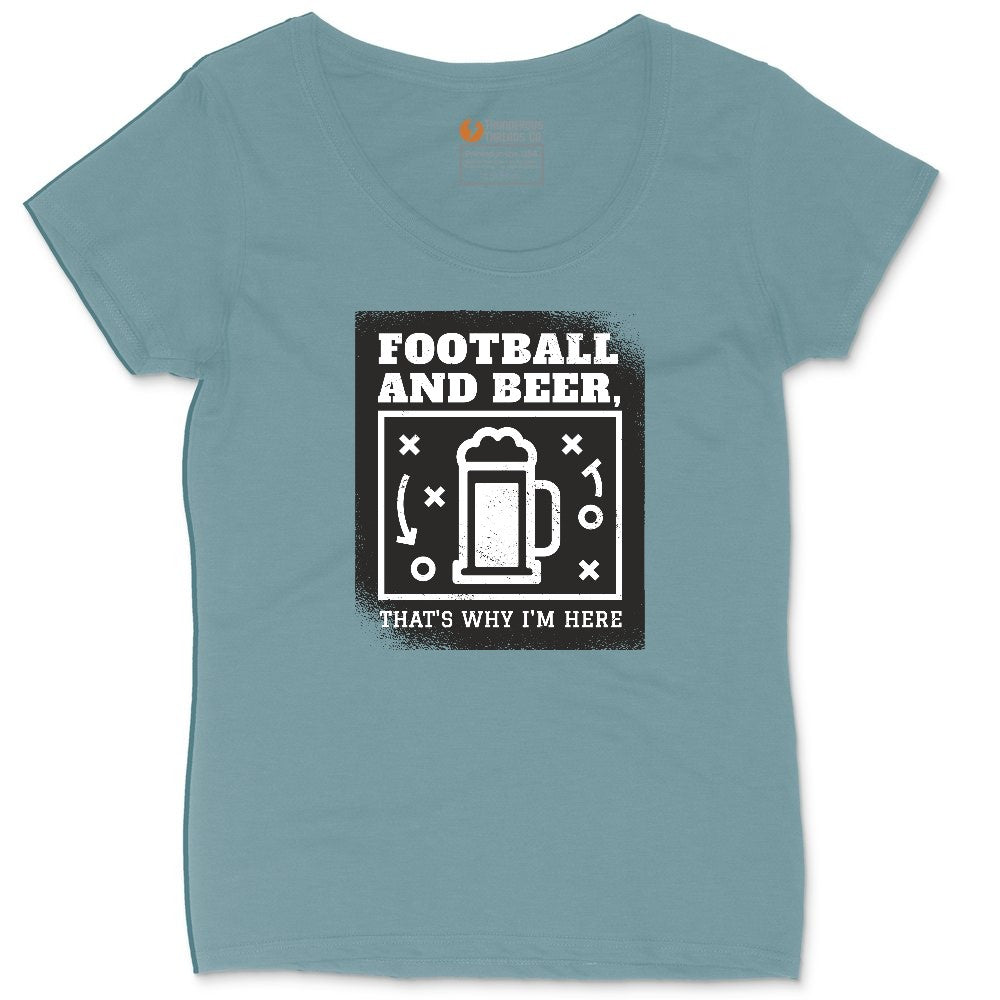 Football and Beer thats Why I'm Here Version 1 Ladies Curvy Tee - Surf Blackout