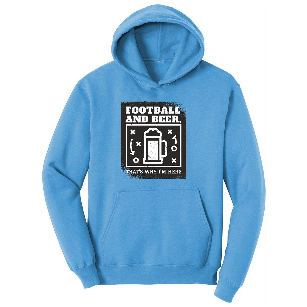 Football and Beer thats Why I'm Here Version 1 Ladies Hoodie - Aquatic Blue