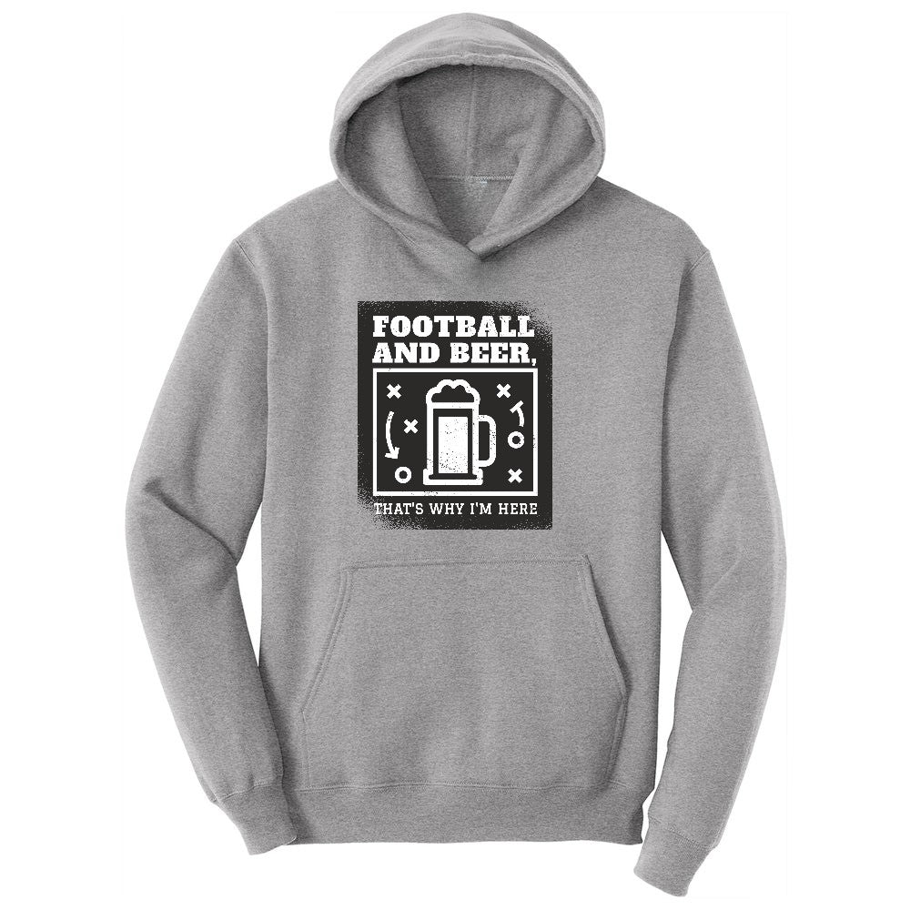 Football and Beer thats Why I'm Here Version 1 Ladies Hoodie - Athletic Heather