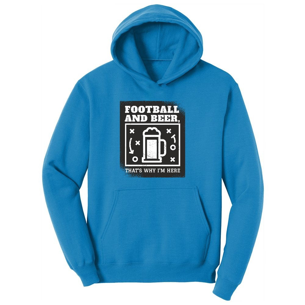 Football and Beer thats Why I'm Here Version 1 Ladies Hoodie - Sapphire