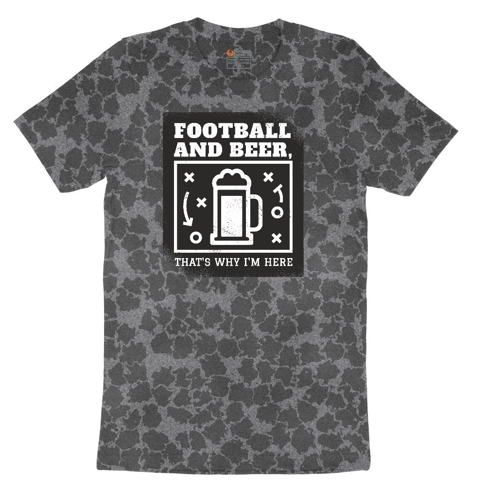 Football and Beer thats Why I'm Here Version 1 Ladies Short Sleeve Tee - Black Leopard