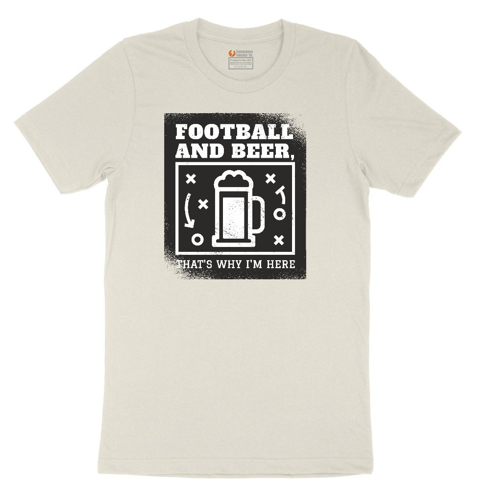 Football and Beer thats Why I'm Here Version 1 Ladies Short Sleeve Tee - Natural Heather