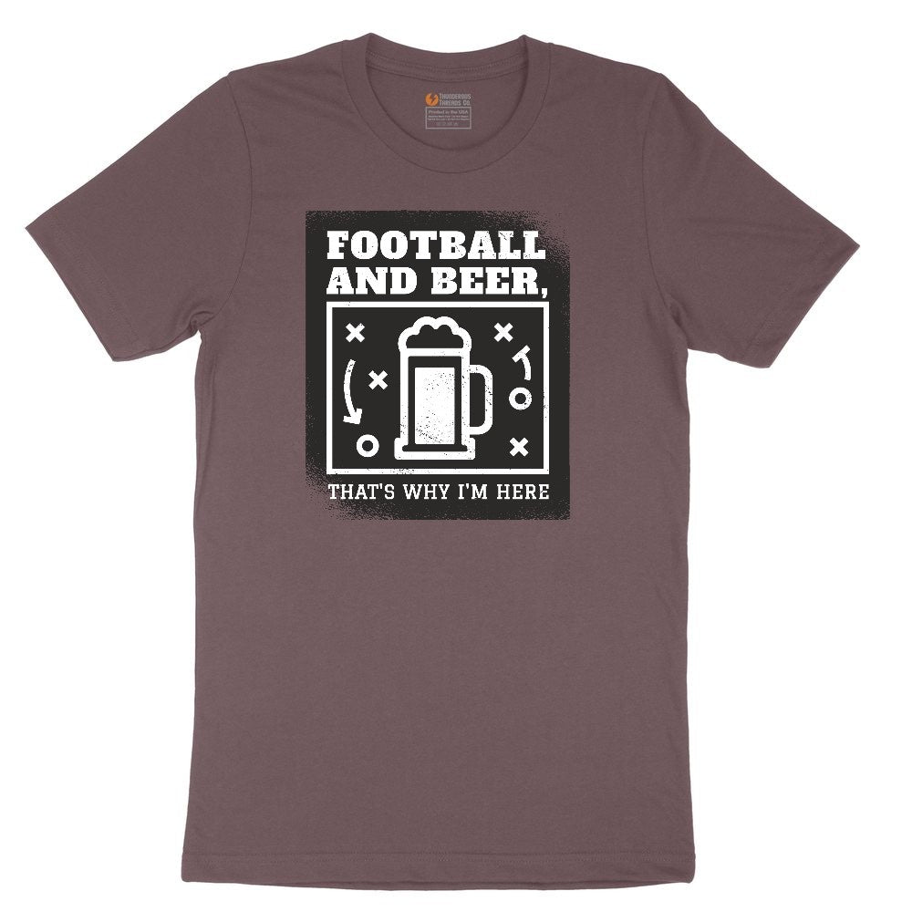 Football and Beer thats Why I'm Here Version 1 Ladies Short Sleeve Tee - Sangria Blackout