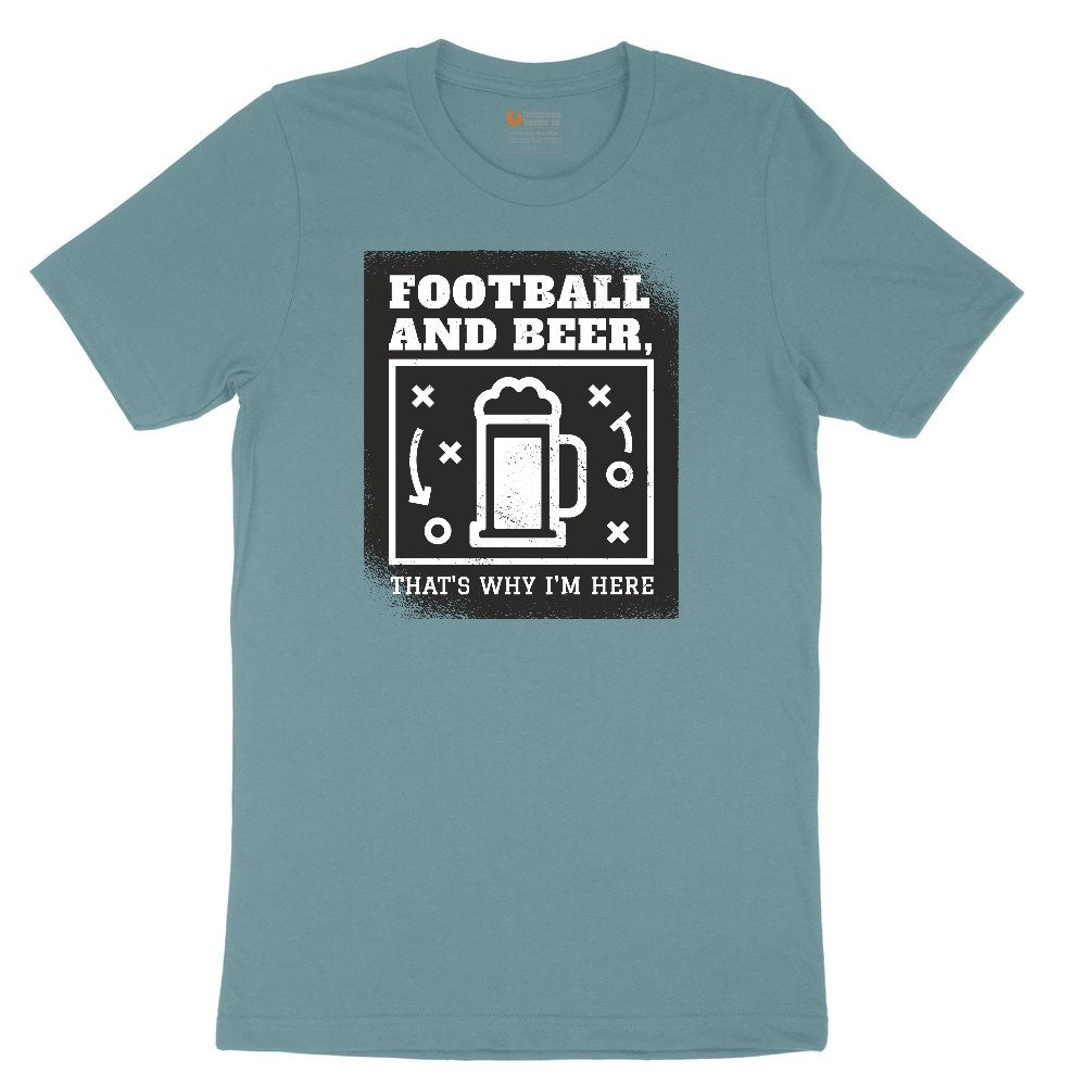 Football and Beer thats Why I'm Here Version 1 Ladies Short Sleeve Tee - Surf Blackout
