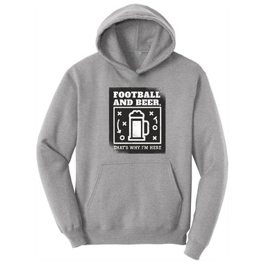 Football and Beer thats Why I'm Here Version 1 Hoodie - Athletic Heather