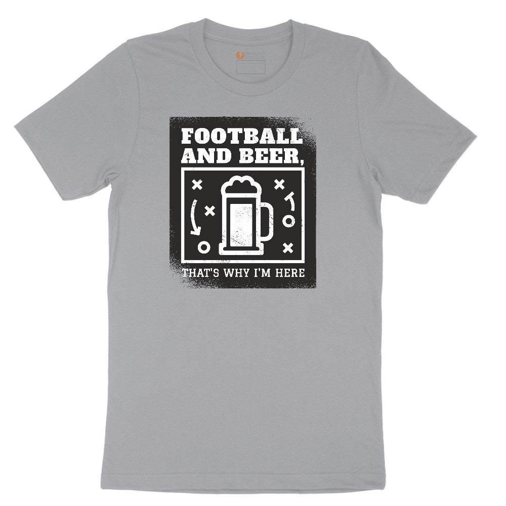 Football and Beer thats Why I'm Here Version 1 Short Sleeve Tee - Athletic Heather Grey