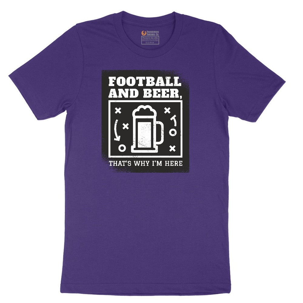 Football and Beer thats Why I'm Here Version 1 Short Sleeve Tee - Team Purple