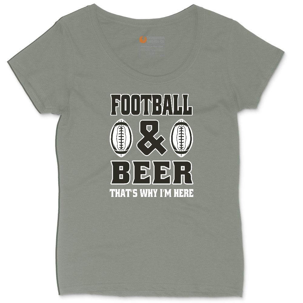 Football and Beer thats Why I'm Here Version 2 Ladies Curvy Tee - Bamboo Blackout