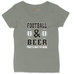 Football and Beer thats Why I'm Here Version 2 Ladies Curvy Tee - Bamboo Blackout