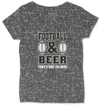 Football and Beer thats Why I'm Here Version 2 Ladies Curvy Tee - Black Leopard