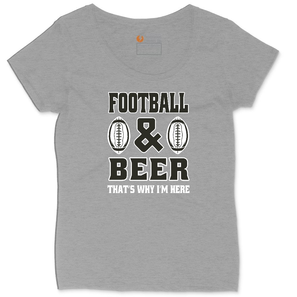 Football and Beer thats Why I'm Here Version 2 Ladies Curvy Tee - Granite Heather
