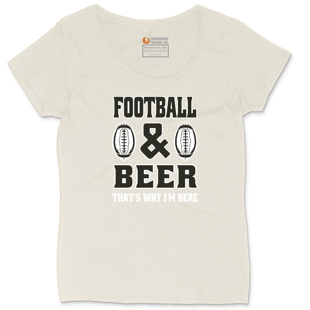 Football and Beer thats Why I'm Here Version 2 Ladies Curvy Tee - Natural Heather
