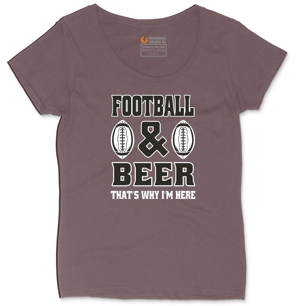 Football and Beer thats Why I'm Here Version 2 Ladies Curvy Tee - Sangria Blackout