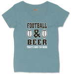 Football and Beer thats Why I'm Here Version 2 Ladies Curvy Tee - Surf Blackout
