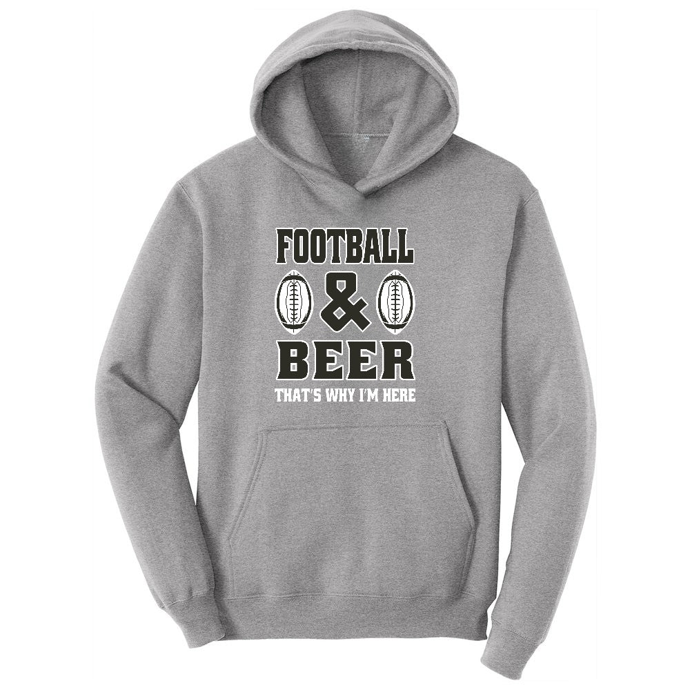 Football and Beer thats Why I'm Here Version 2 Ladies Hoodie - Athletic Heather