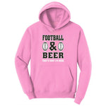 Football and Beer thats Why I'm Here Version 2 Ladies Hoodie - Candy Pink