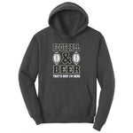 Football and Beer thats Why I'm Here Version 2 Ladies Hoodie - Dark Heather Grey