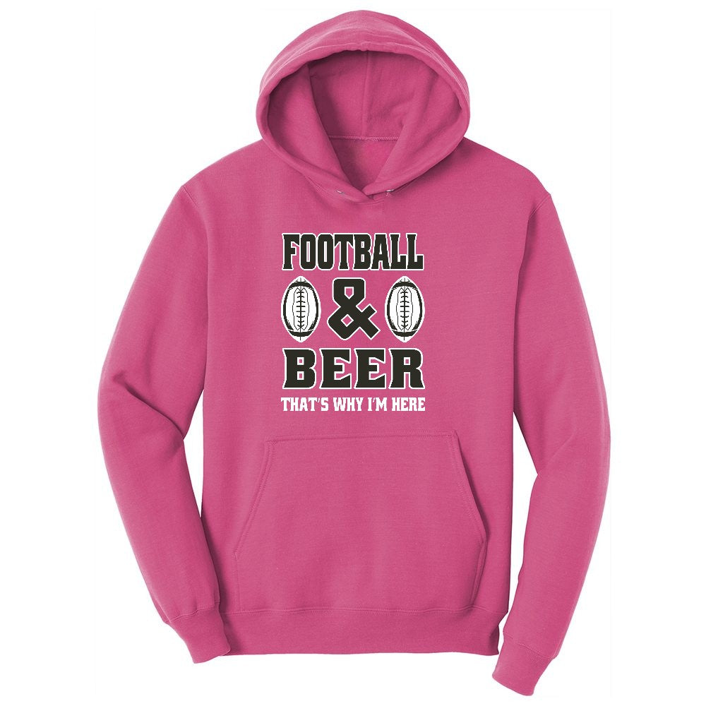 Football and Beer thats Why I'm Here Version 2 Ladies Hoodie - Sangria