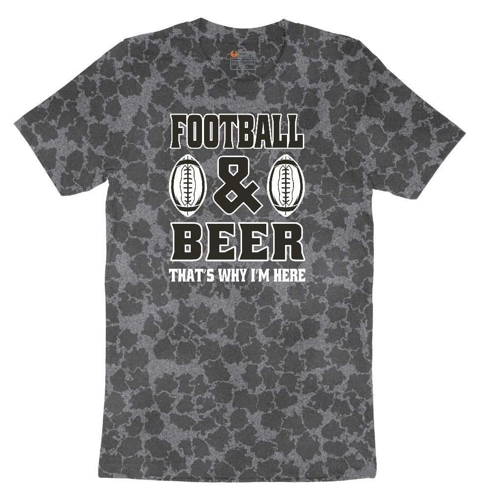 Football and Beer thats Why I'm Here Version 2 Ladies Short Sleeve Tee - Black Leopard