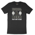 Football and Beer thats Why I'm Here Version 2 Ladies Short Sleeve Tee - Black