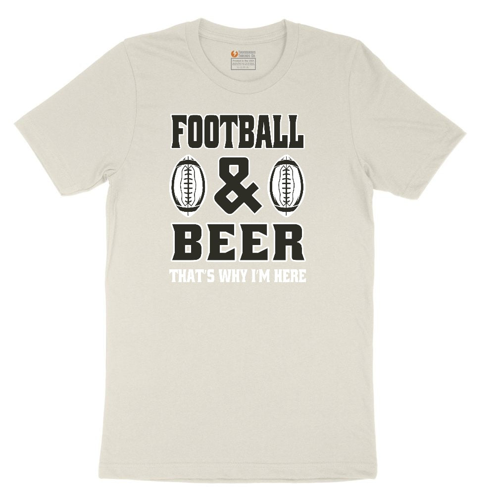 Football and Beer thats Why I'm Here Version 2 Ladies Short Sleeve Tee - Natural Heather