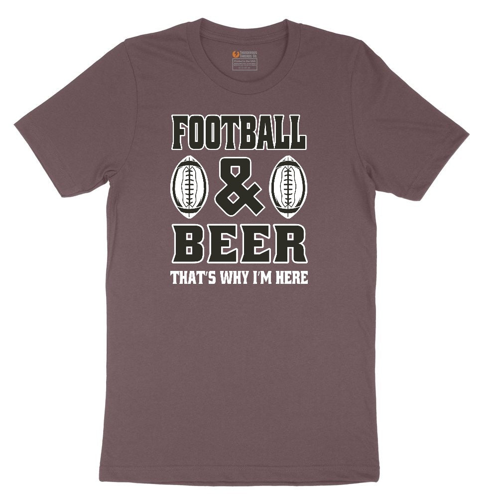 Football and Beer thats Why I'm Here Version 2 Ladies Short Sleeve Tee - Sangria Blackout