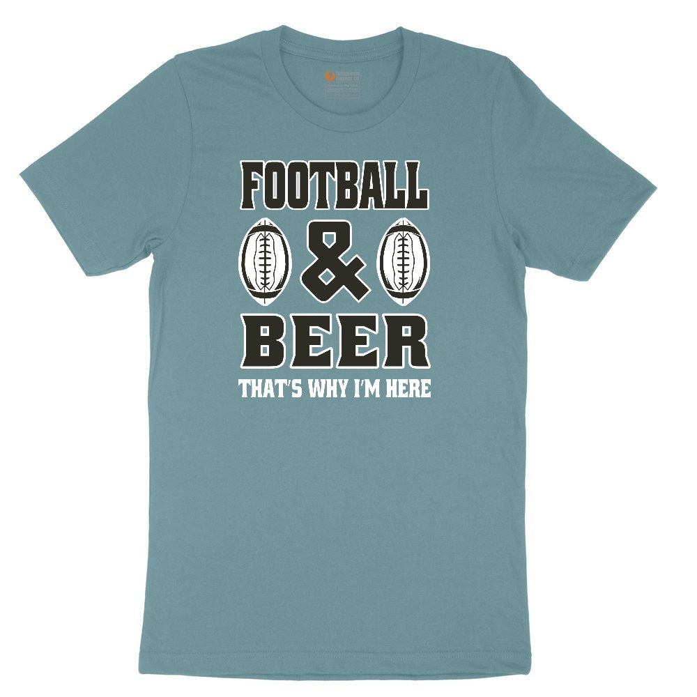 Football and Beer thats Why I'm Here Version 2 Ladies Short Sleeve Tee - Surf Blackout