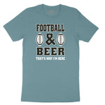Football and Beer thats Why I'm Here Version 2 Ladies Short Sleeve Tee - Surf Blackout