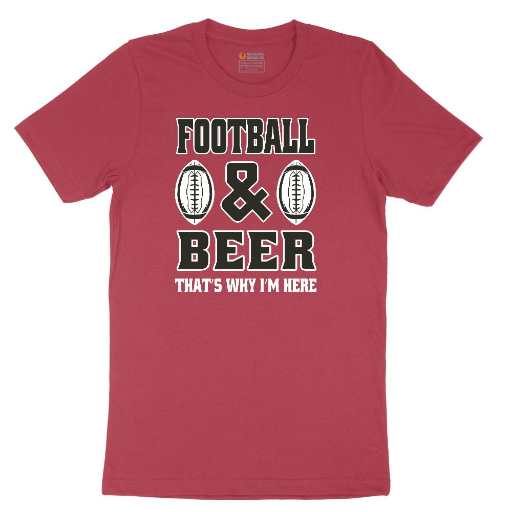 Football and Beer thats Why I'm Here Version 2 Ladies Short Sleeve Tee - Vintage Red