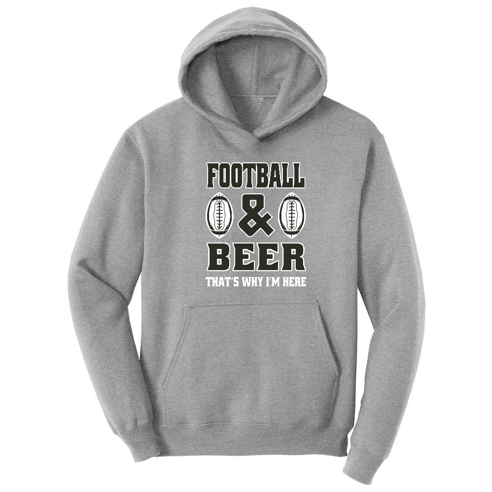 Football and Beer thats Why I'm Here Version 2 Hoodie - Athletic Heather
