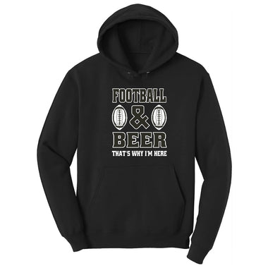 Football and Beer thats Why I'm Here Version 2 Hoodie - Jet Black