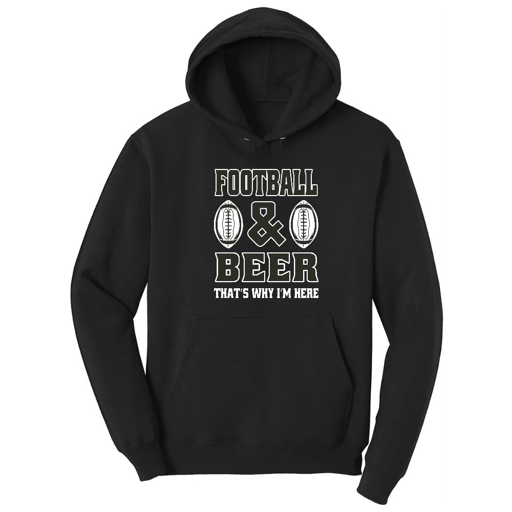 Football and Beer thats Why I'm Here Version 2 Hoodie - Jet Black