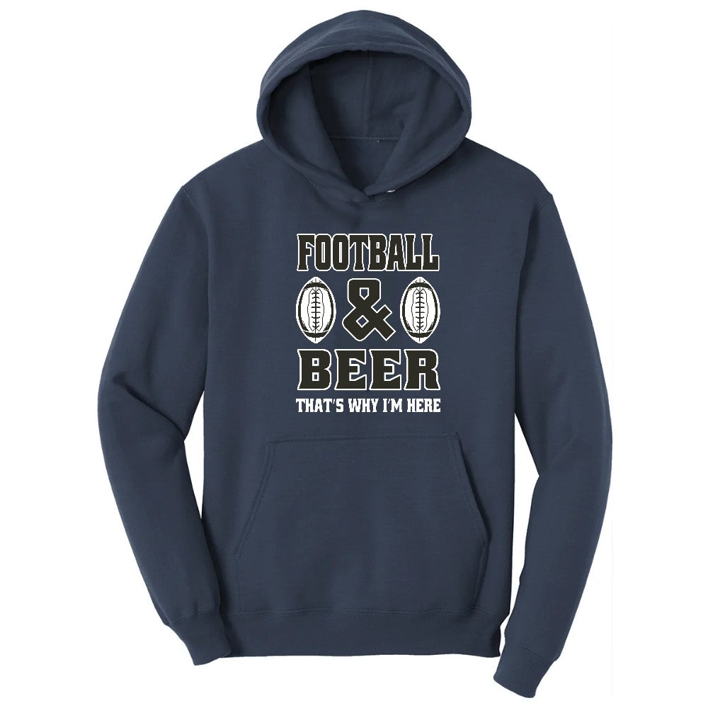 Football and Beer thats Why I'm Here Version 2 Hoodie - Navy