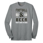 Football and Beer thats Why I'm Here Version 2 Long Sleeve Tee - Athletic Grey