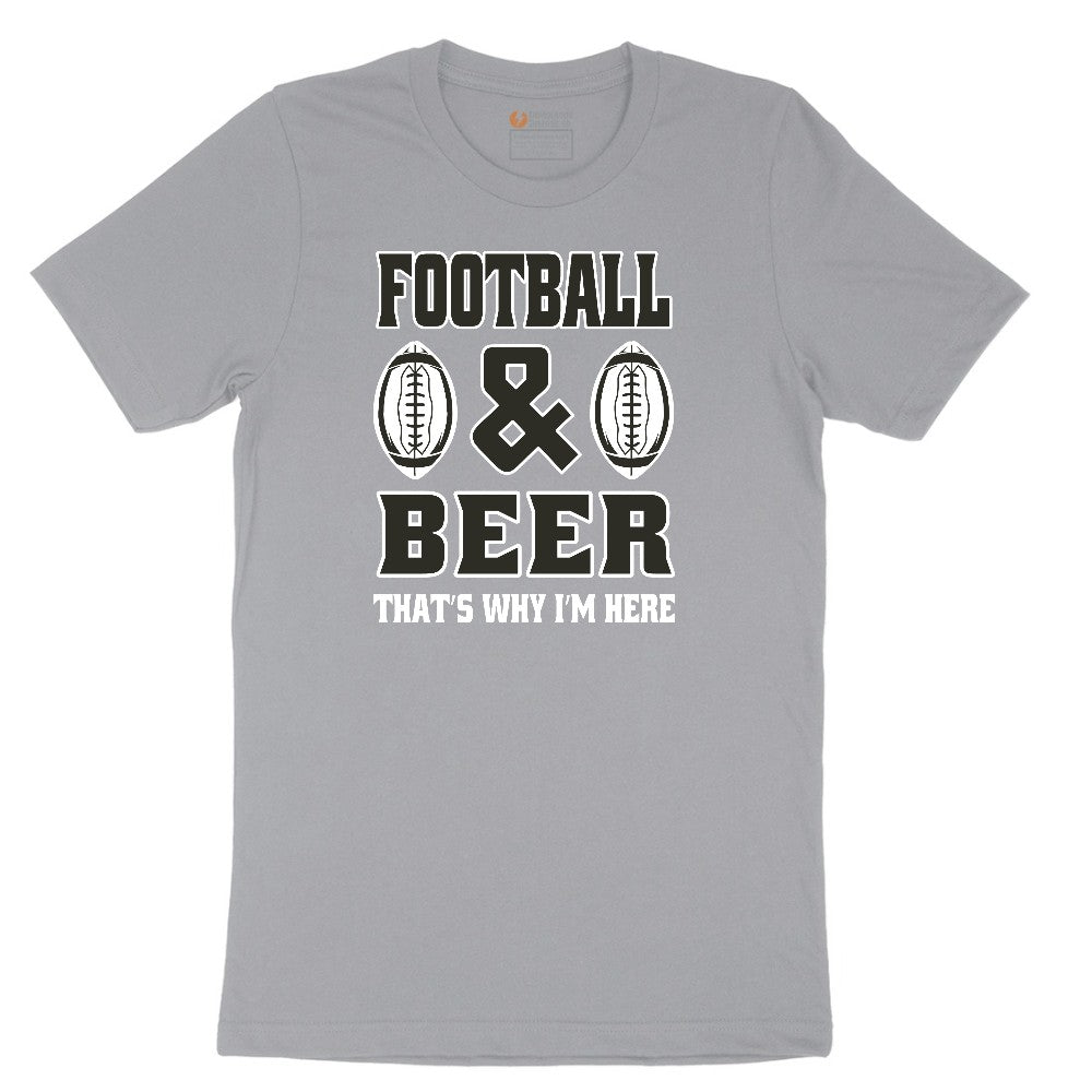 Football and Beer thats Why I'm Here Version 2 Short Sleeve Tee - Athletic Heather Grey