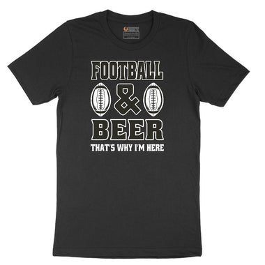 Football and Beer thats Why I'm Here Version 2 Short Sleeve Tee - Jet Black