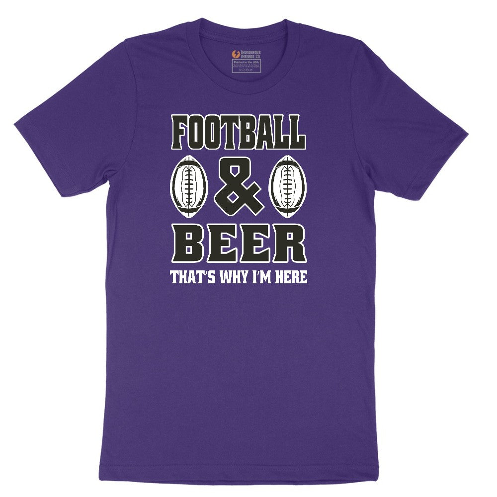 Football and Beer thats Why I'm Here Version 2 Short Sleeve Tee - Team Purple