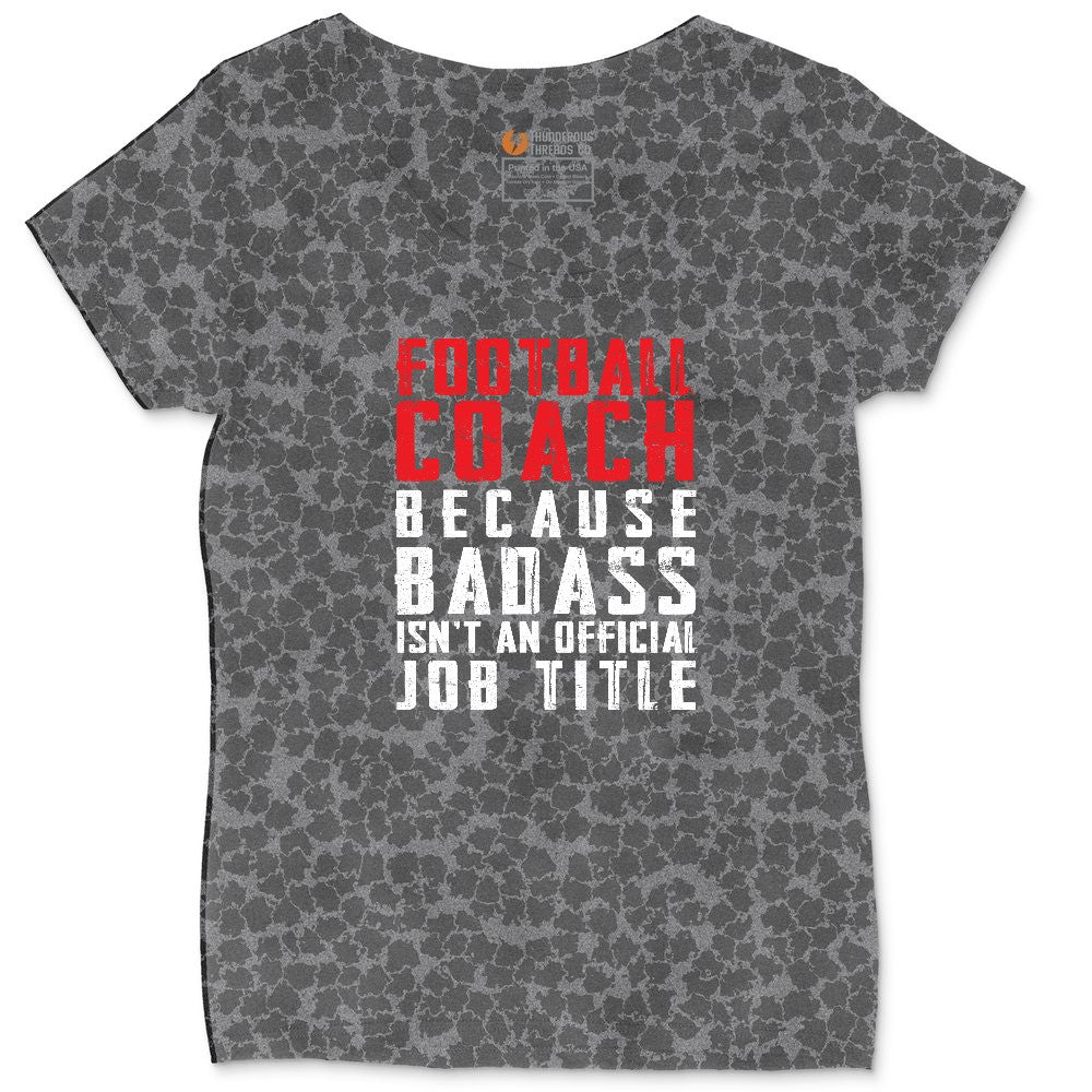 Football Coach Ladies Curvy Tee - Black Leopard
