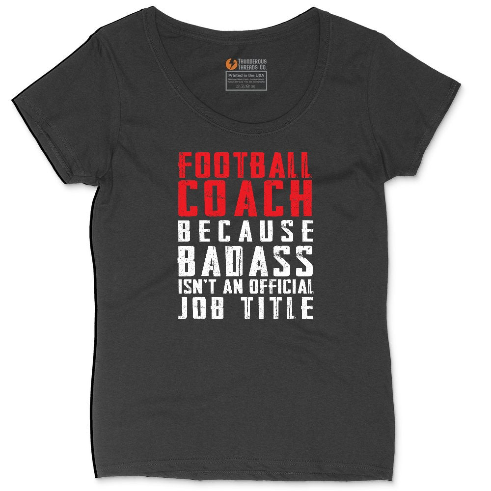 Football Coach Ladies Curvy Tee - Black