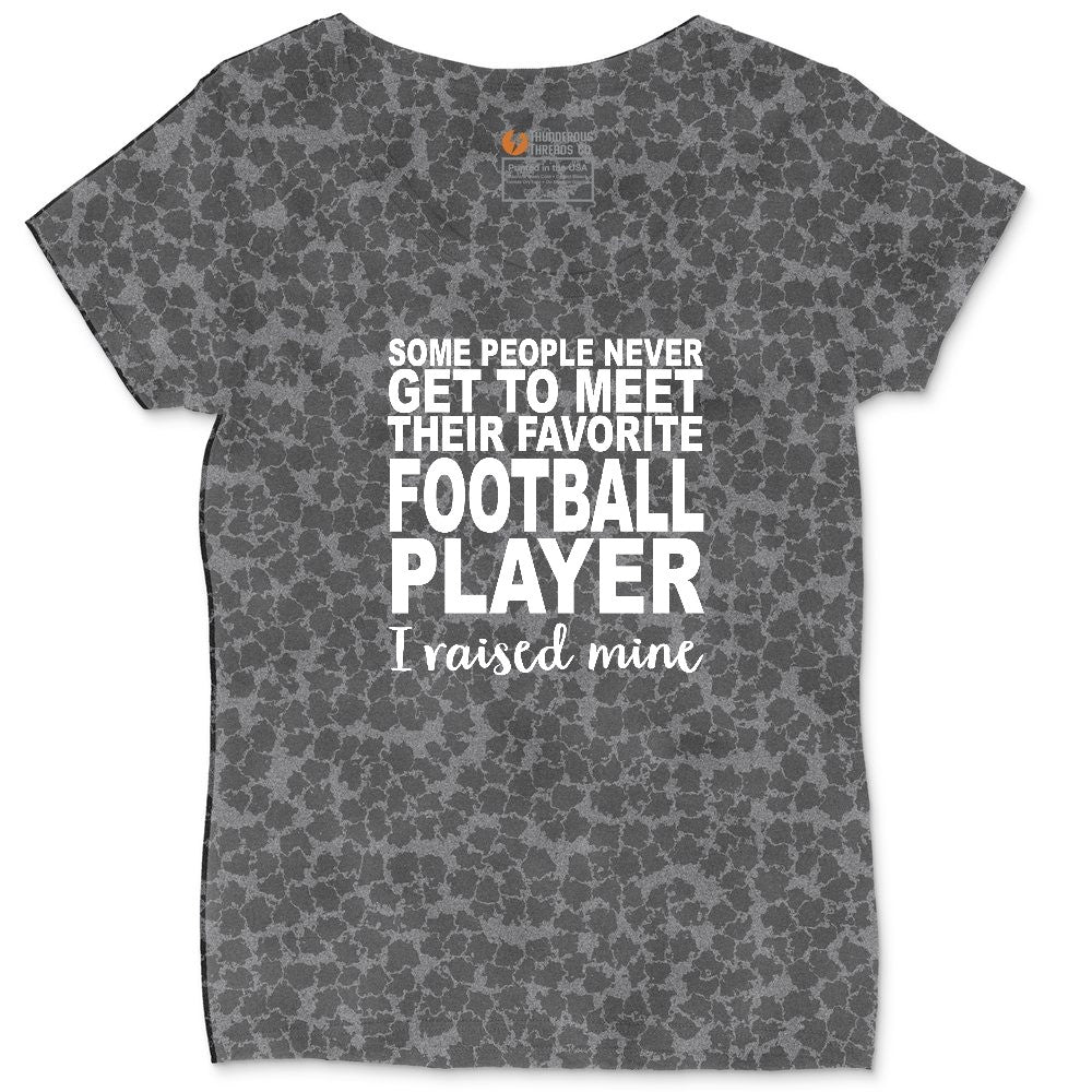 Football Player I Raised Mine Ladies Curvy Tee - Black Leopard