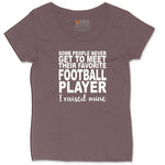 Football Player I Raised Mine Ladies Curvy Tee - Sangria Blackout