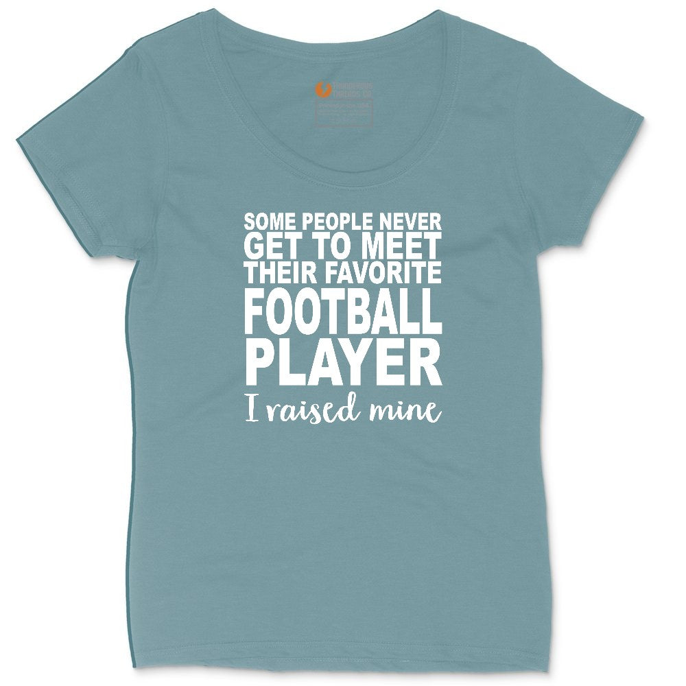 Football Player I Raised Mine Ladies Curvy Tee - Surf Blackout