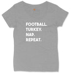 Football Turkey Nap Repeat Ladies Curvy Tee - Granite Heather