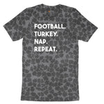 Football Turkey Nap Repeat Ladies Short Sleeve Tee - Black Leopard